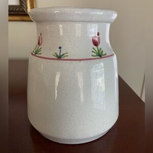 Vintage Portugal Floral Pottery spring crock hand painted MM Portugal pottery